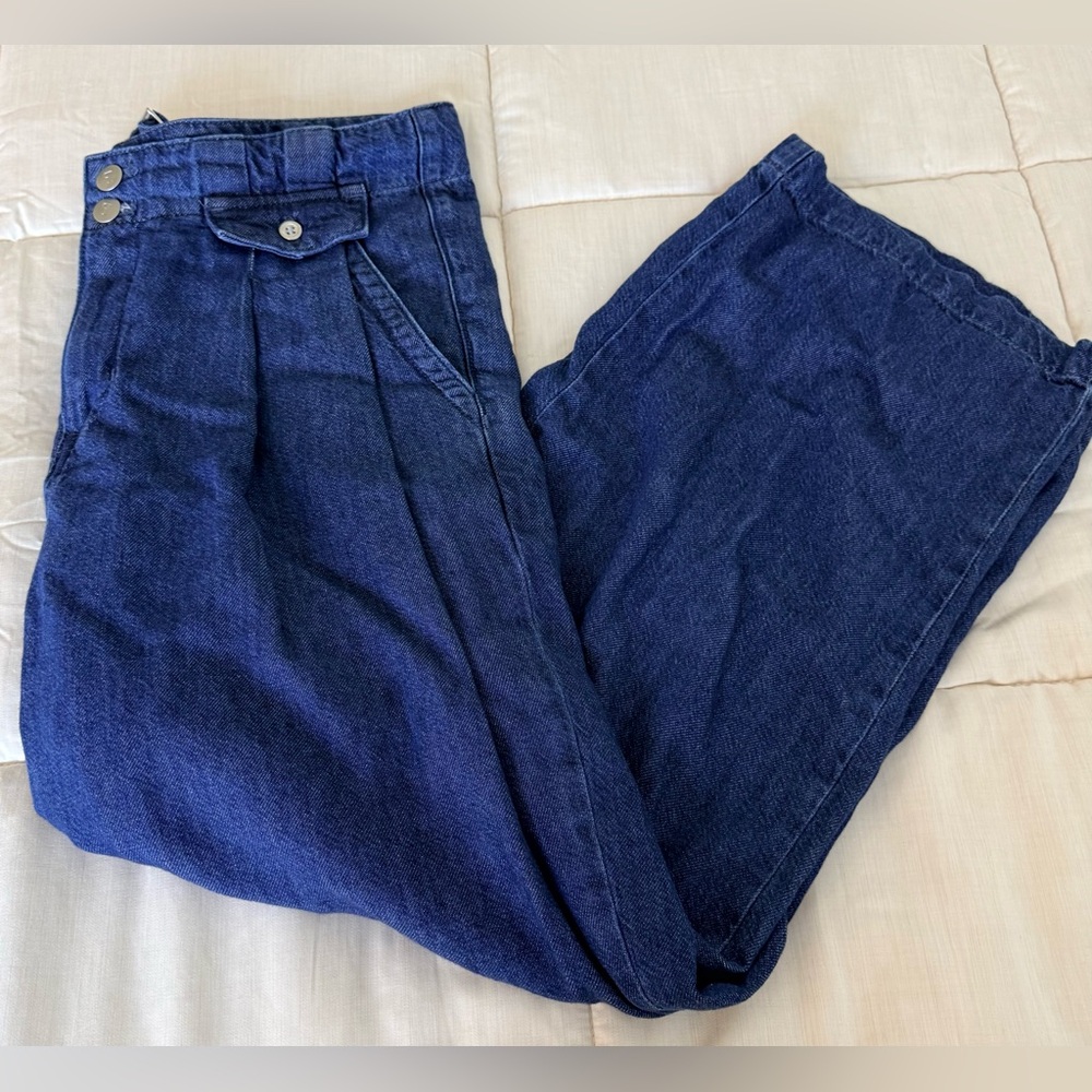 Anthropologie Pilcro Mid-Rise Pleated Trouser denim jean’s preppy baggy 29 EUC - Picture 12 of 16
